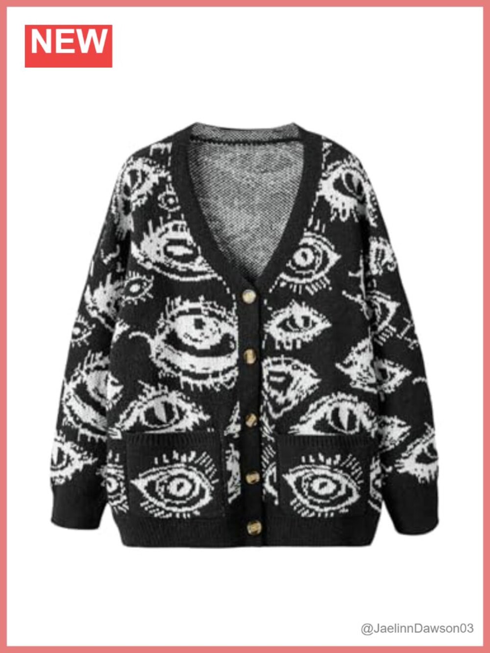 Women's Plus Size Eye Print Goth Cardigan Sweater